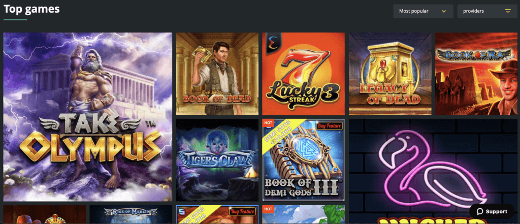 Die Spielauswahl bei 1Bet Casino