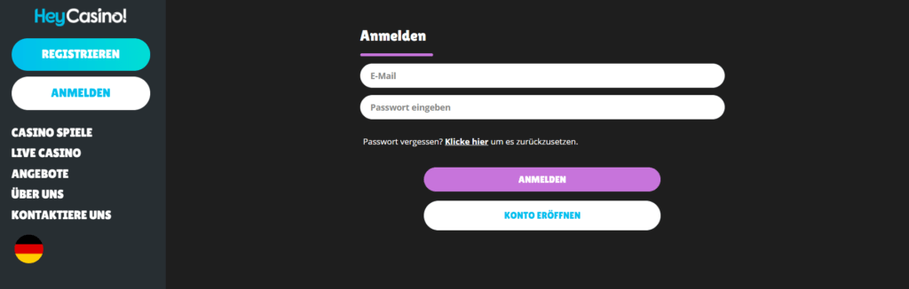Einfache Anmeldung im HeyCasino