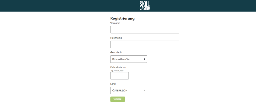 Skol Casino - Registrieren