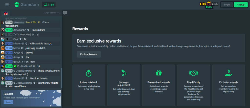 Reward Programm bei Gamdom