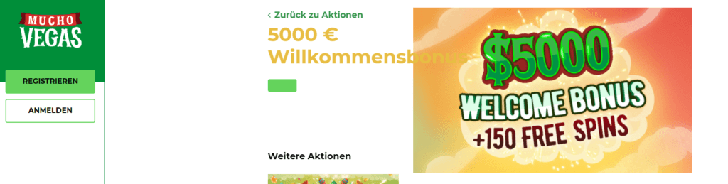 Dicker Willkommensbonus bei Mucho Vegas