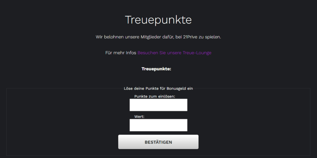21Prive Treuepunkte einlösen