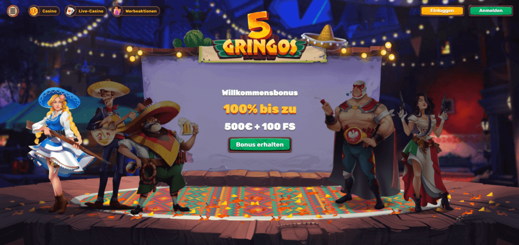 Das 5Gringos Casino bietet Ihnen verschiedene Willkommensboni an.