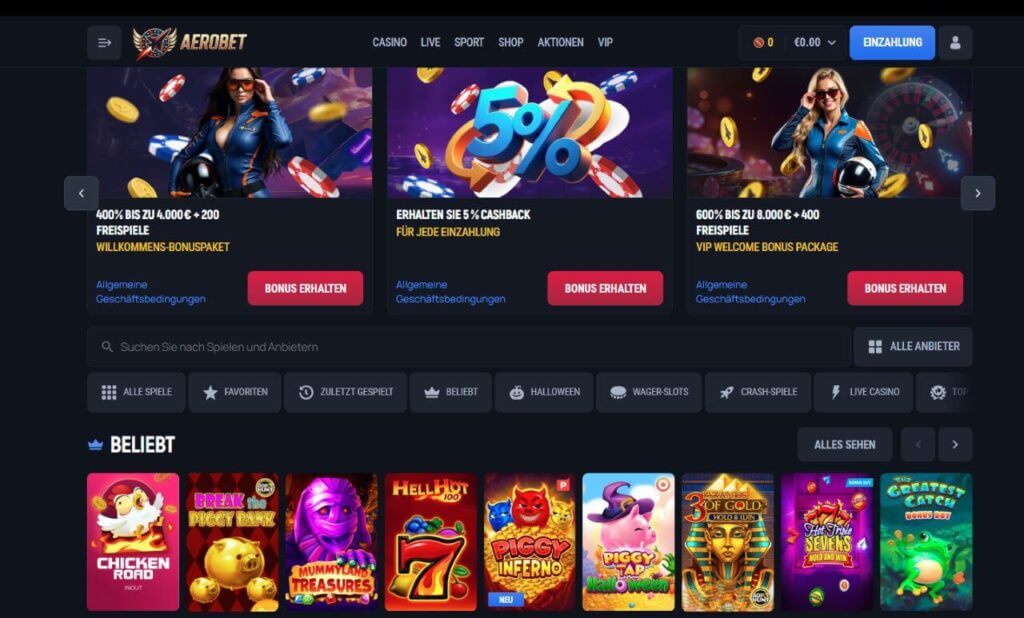 Aerobet Casino Startseite