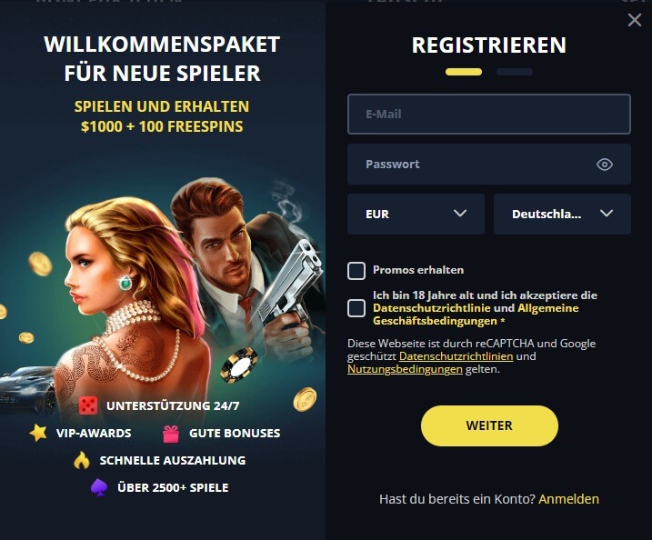 Auch bei der Golden Star Anmeldung werden Sie auf den großzügigen Willkommensbonus hingewiesen