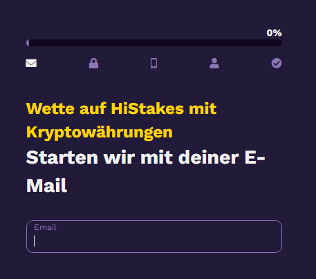 Die Registrierung beim HiStakes Krypto-Casino ist einfach und bequem.