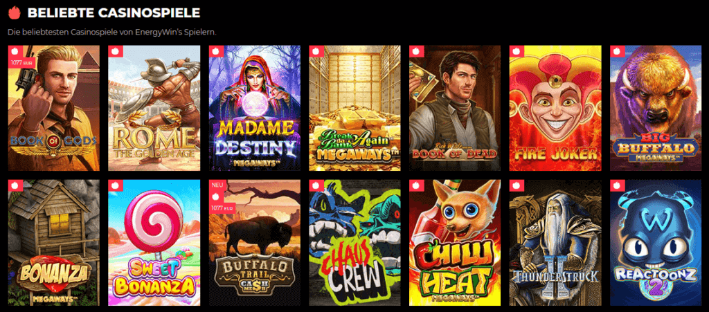 EnergyWin Casino beliebte Spiele