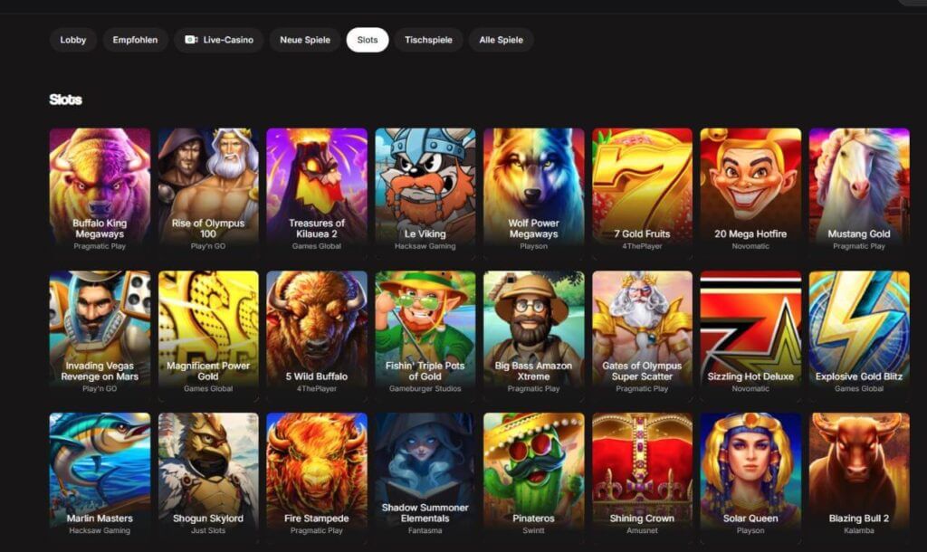 Betninja Casino Spieleauswahl