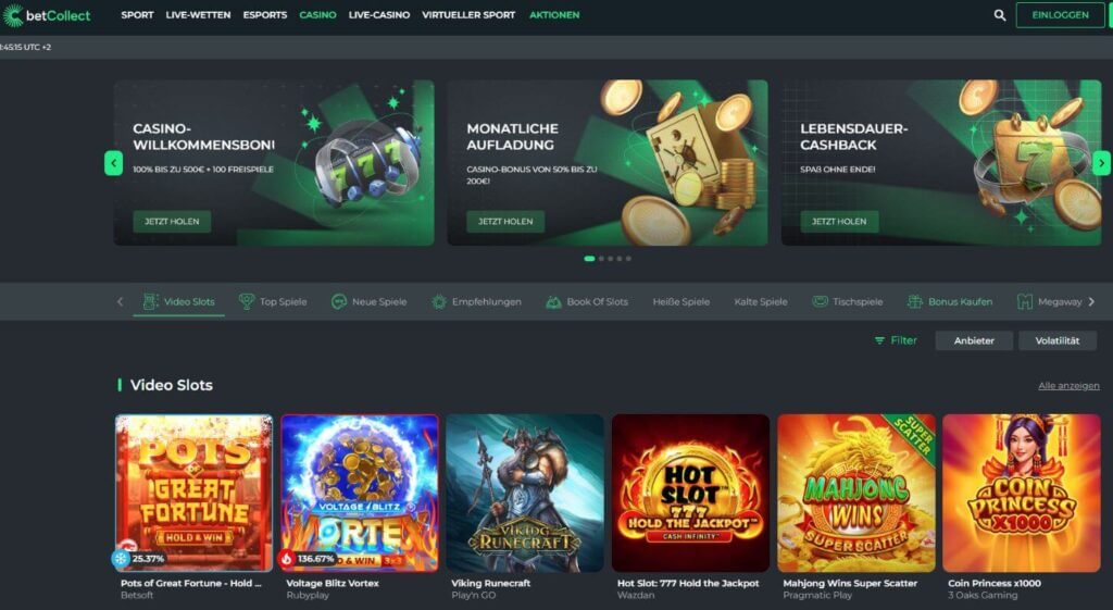 betcollect Casino Spielauswahl