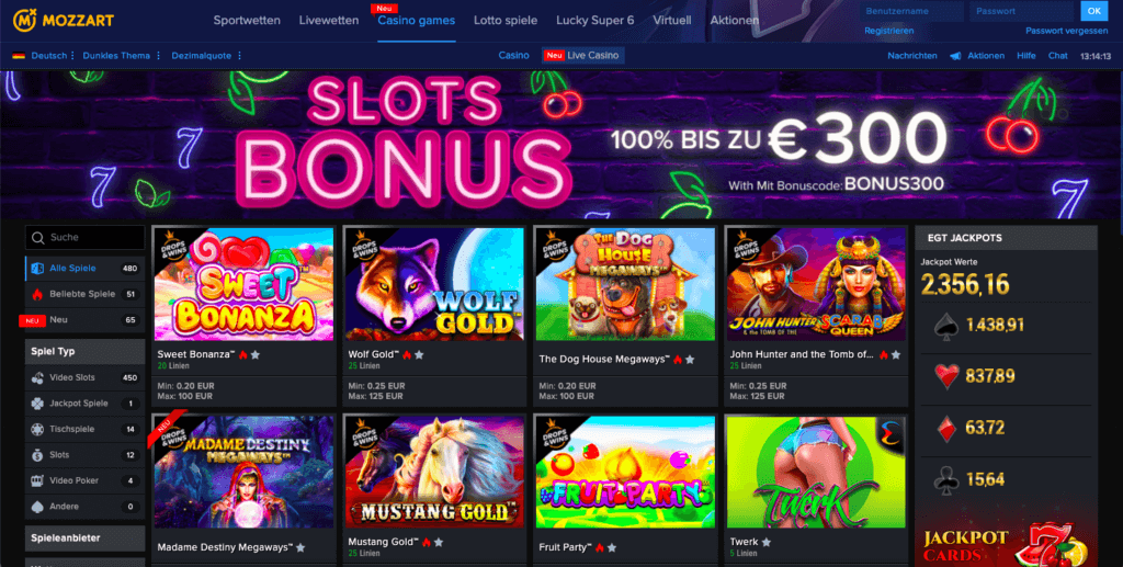 Slot Bonus im Mozzart Casino
