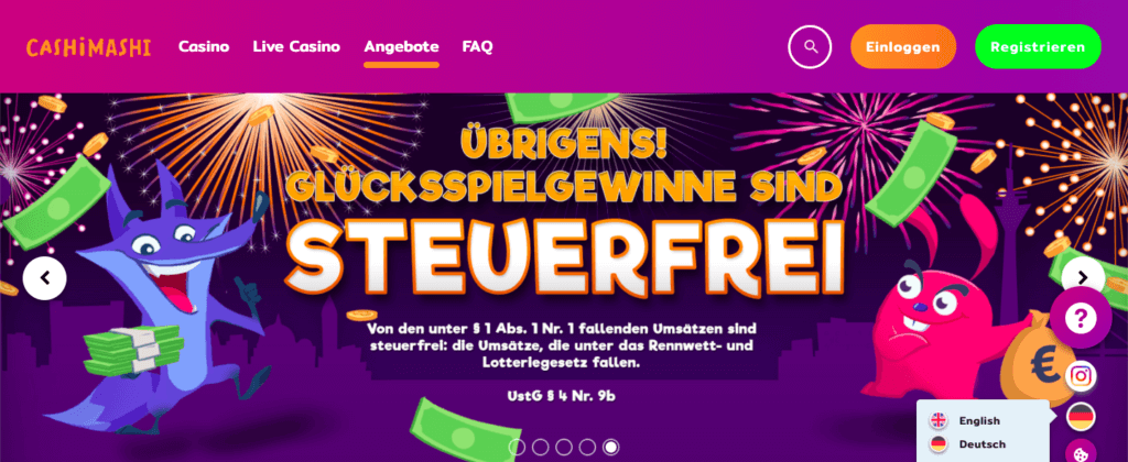 Glücksspielgewinne sind steuerfrei, sagt CashiMashi