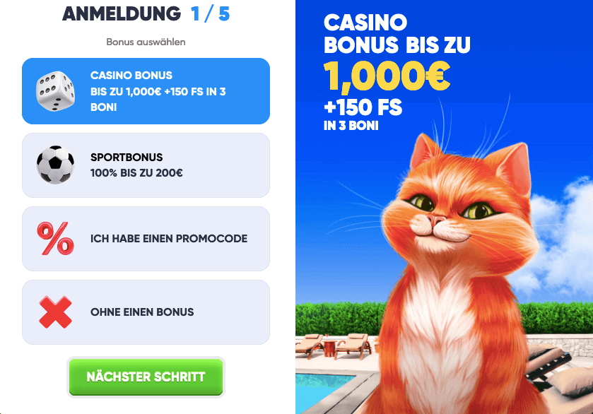 Willkommensbonus bei Cazimbo