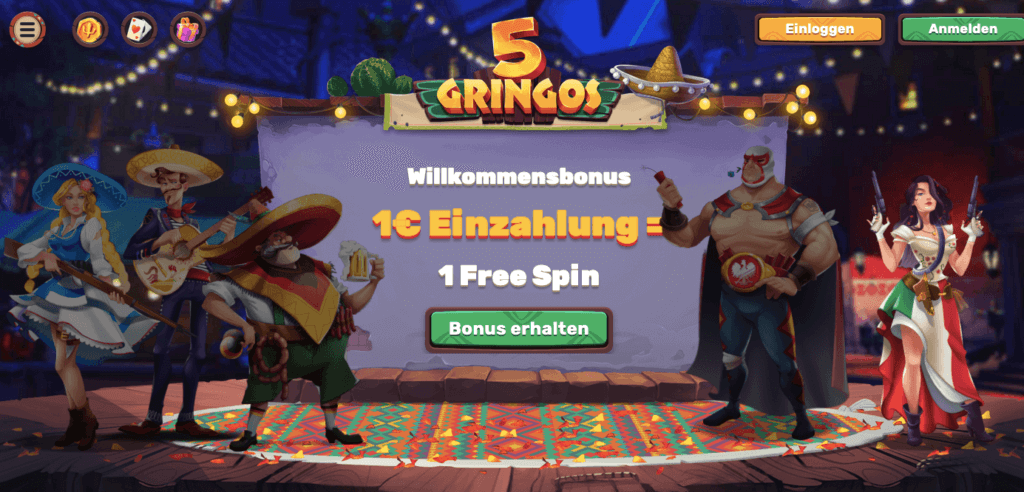 Willkommensbonus Freespins 5Gringos