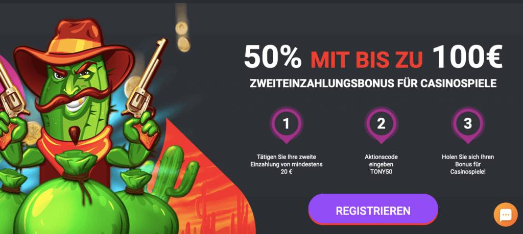 Bonus für die zweite Einzahlung bei TonyBet