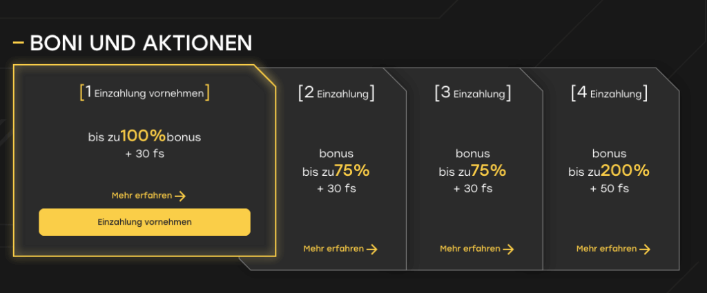 Gestaffelter Willkommensbonus bei Fairspin