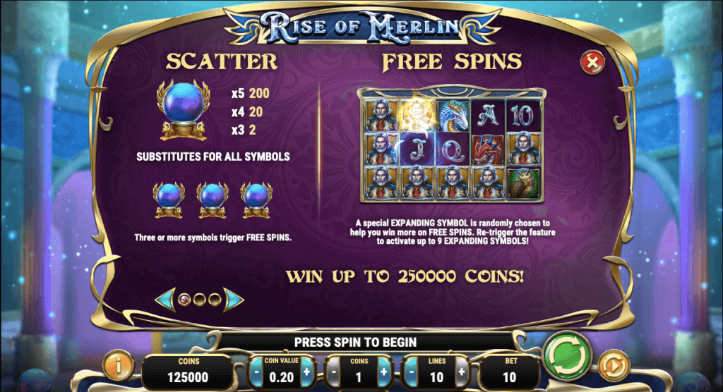 Bonusspiele und Scatter bei Rise of Merlin