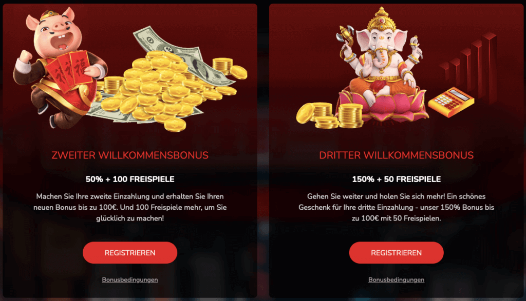 Zweiter und dritter Willkommensbonus bei Oshi Casino