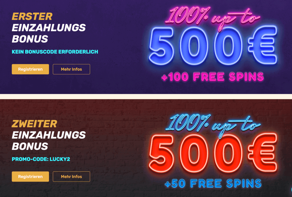 Erst- und Zweiteinzahlungsbonus bei LetsLucky