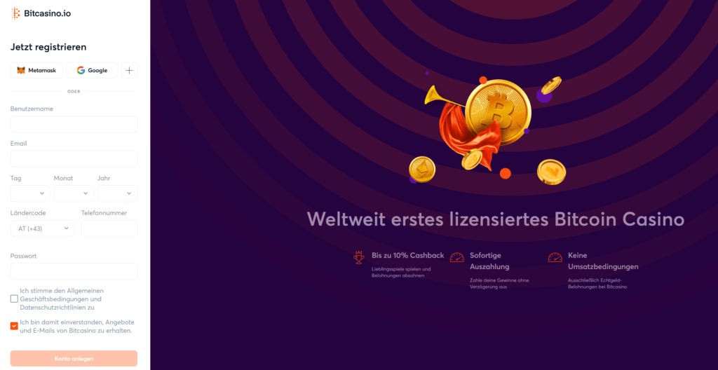 Bitcasino – Anmelden wie ein Blitz