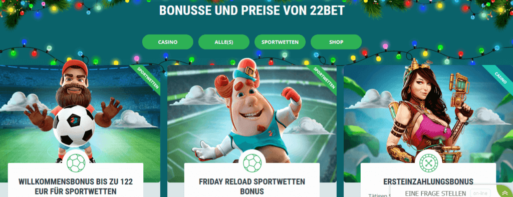 Boni und Preise im 22Bet Casino