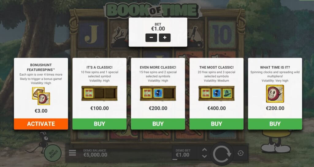 Book of Time Bonus Buy löst für ein Vielfaches Ihres Einsatzes Spielfunktionen sofort aus