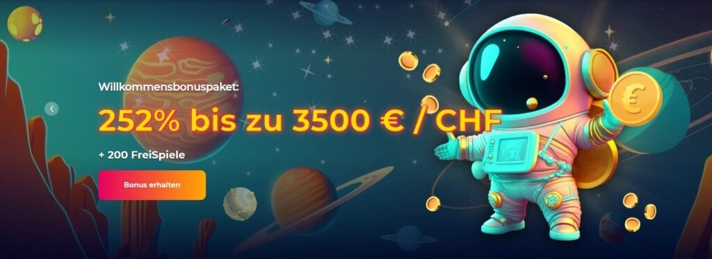 Der CosmicSlot Bonus hat bis zu 3500€ und 200 Freispiele