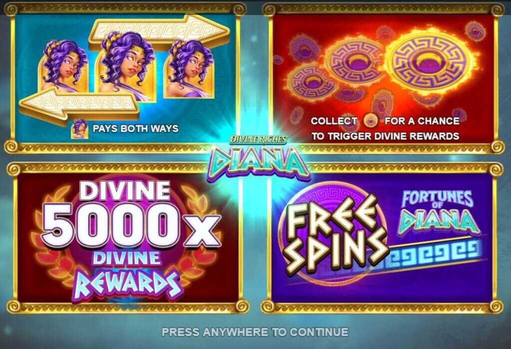 Die Freispiele sind nicht die einzige Funktion des Divine Riches Diana Slots