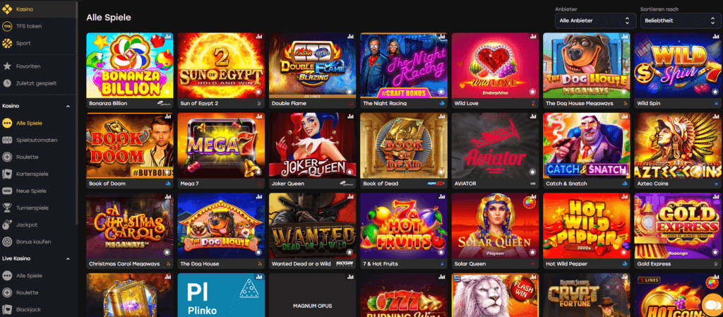 Online-Casino Lobby