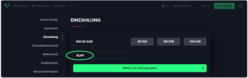 Da muss der Bonuscode hin