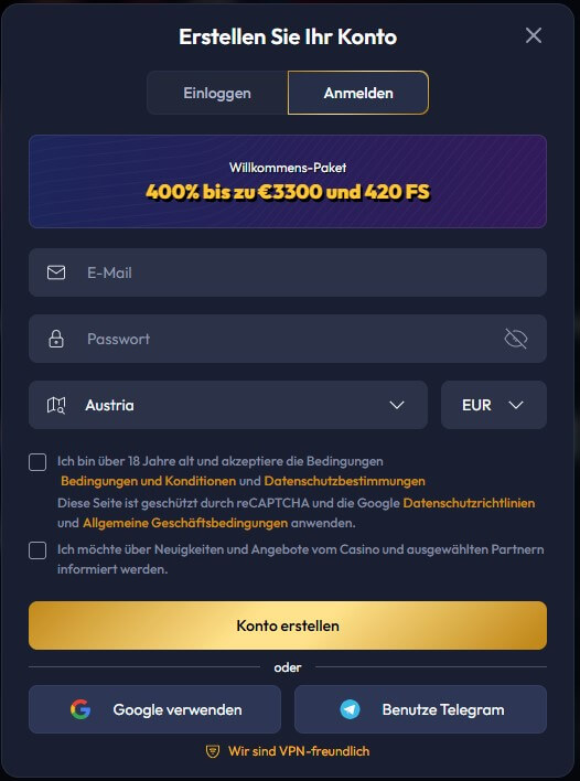 Gangsta Casino Anmeldeprozess