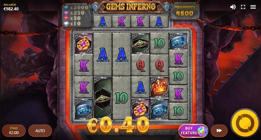 Der Gems Inferno Megaways Slot verwendet das Megaways-System