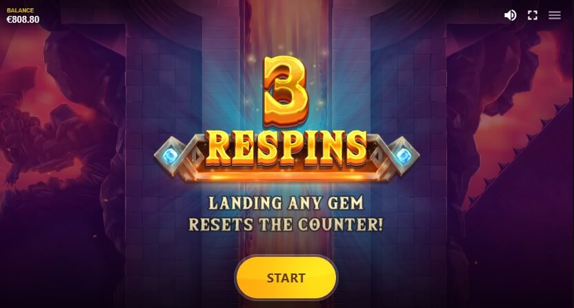 Die Gems Inferno Megaways Gemmed! Respins fangen mit 3 Drehungen an