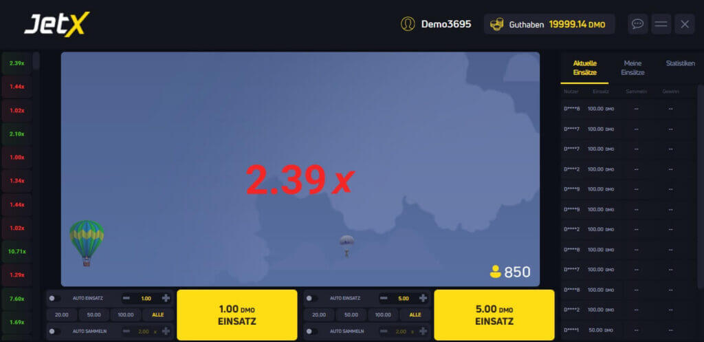 JetX Crash und Ende der Spielrunde