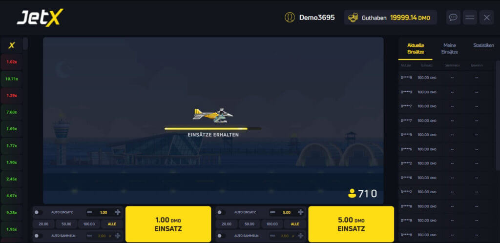 JetX warten auf Spielbeginn