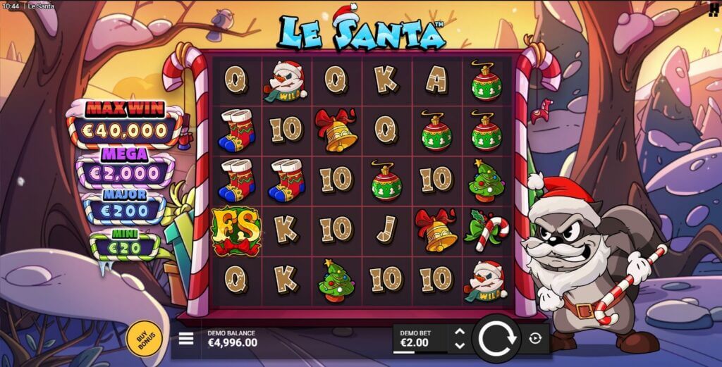 Bei Le Santa von Hacksaw Gaming lässt sich der Waschbär blicken