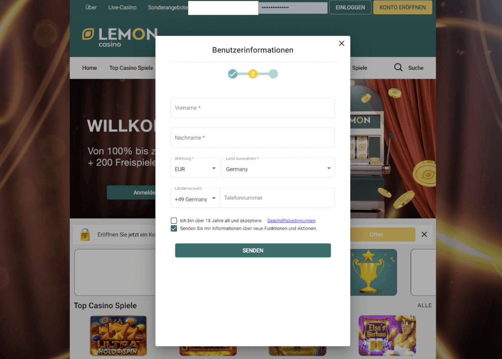Lemon Casino Anmeldung