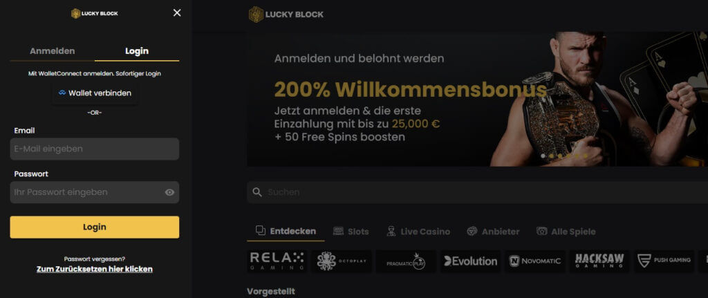 Lucky Block Casino Registrierung