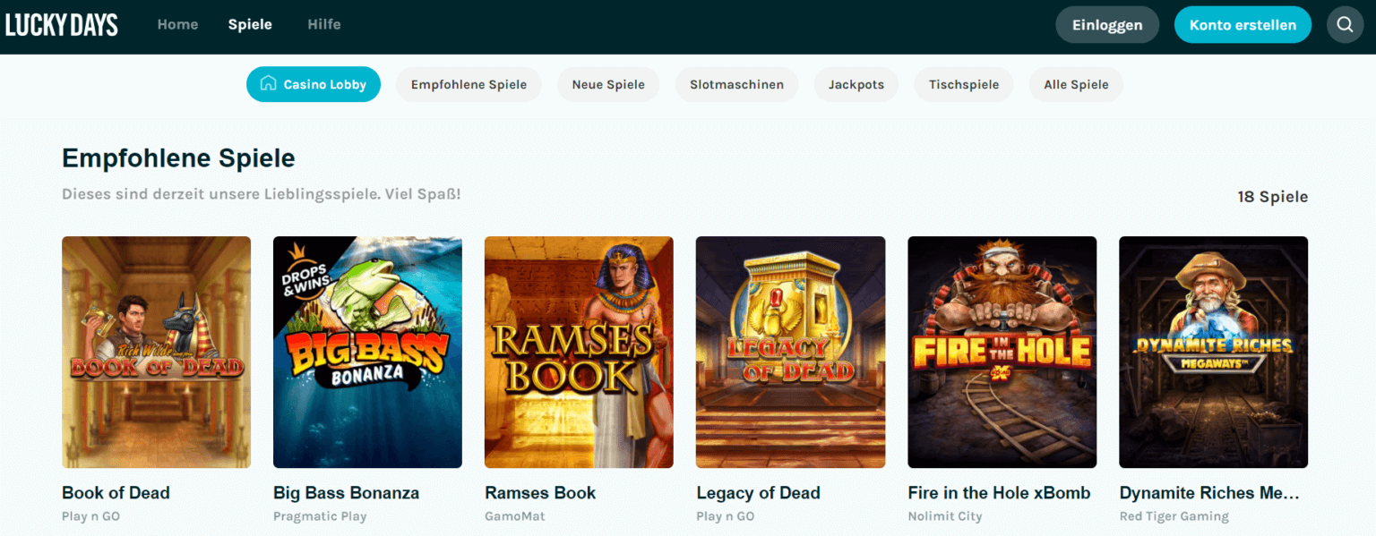 Lucky Days Casino Bewertung: 1.000 € Bonus + 100 Freispiele