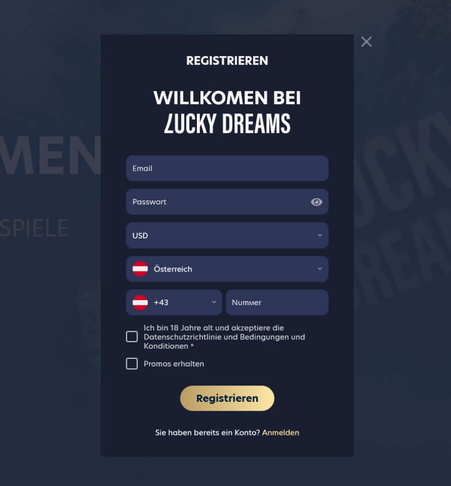 LuckyDreams Casino Registrieren