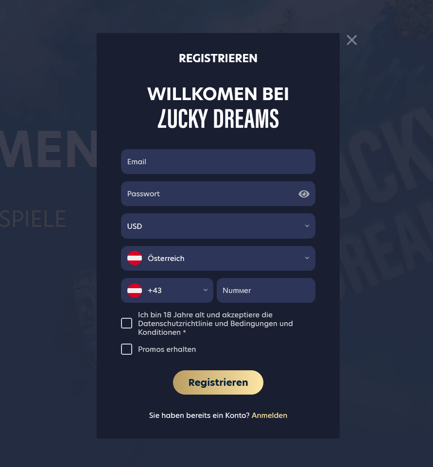 LuckyDreams Casino Registrieren