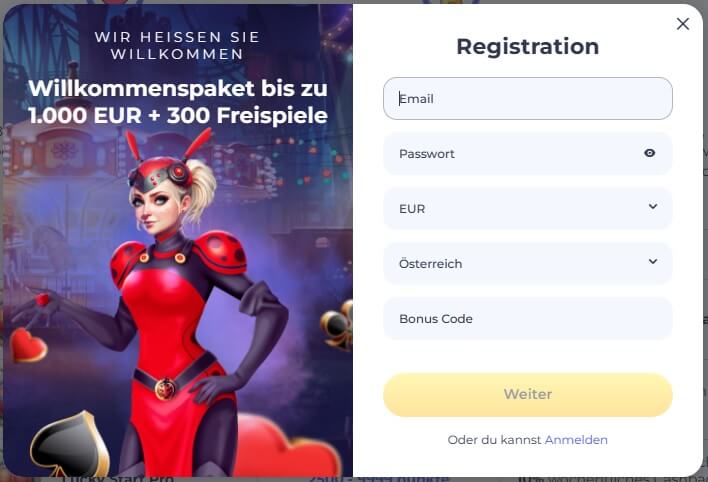Die LuckyStart Anmeldung dauert nur wenige Minuten