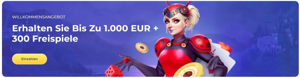 Der LuckyStart Bonus hat bis zu 1000€ und 300 Freispiele zu bieten