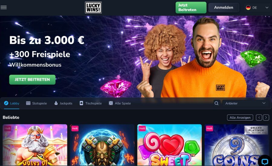 LuckyWins Homepage