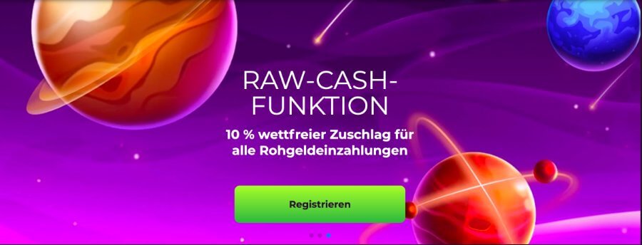 Raw-Cash-Funktion bei Slootz
