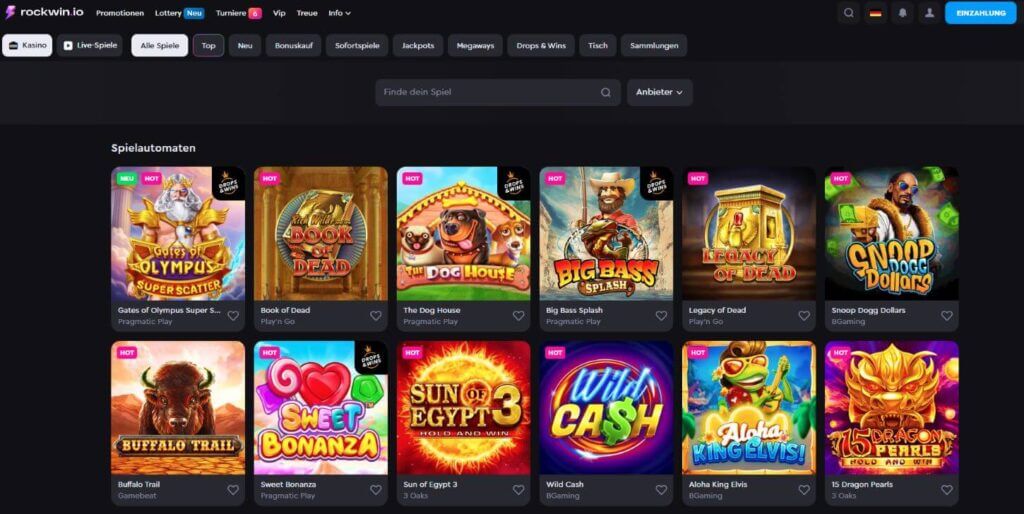 Rock Win Casino Spielauswahl