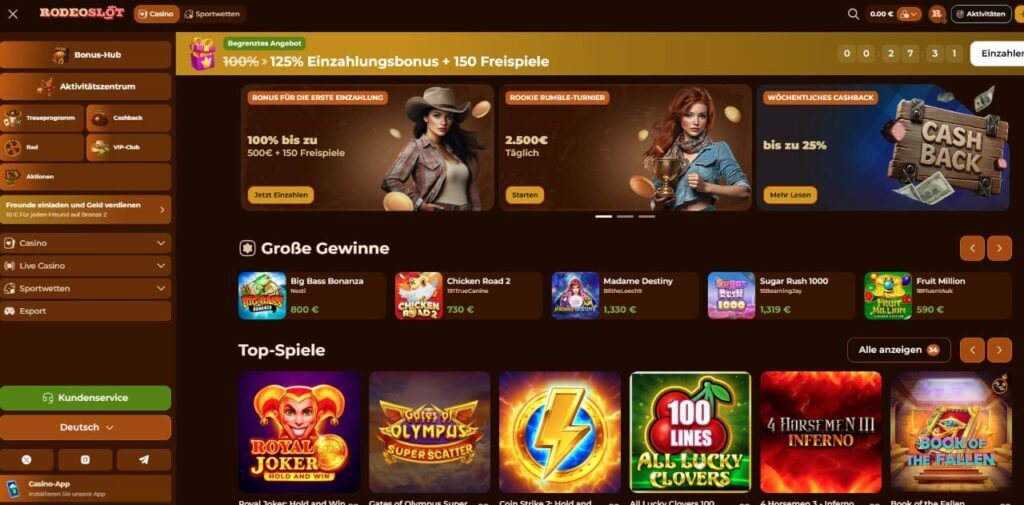 RodeoSlot Casino Startseite