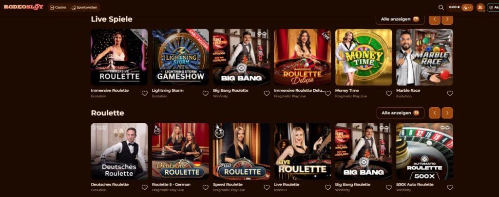 RodeoSlot Live Casino