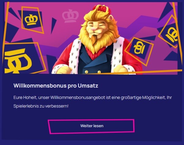 Der Royspins Willkommensbonus hat bis zu 200€ zu bieten