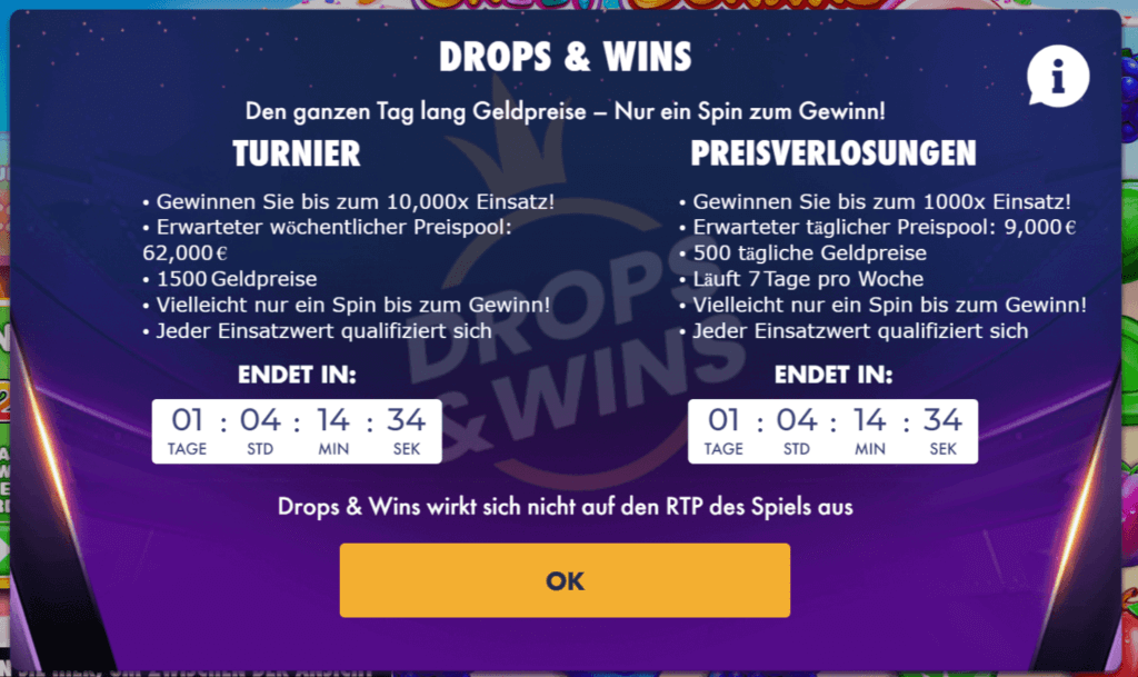 Drops & Wins und Turniere im Slotnite Casino