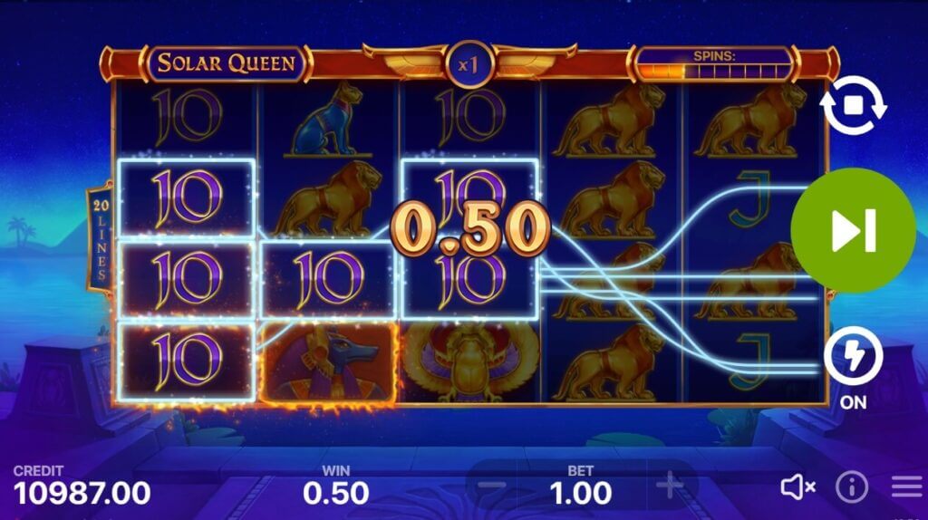 Die Gewinnlinien des Slots Solar Queen